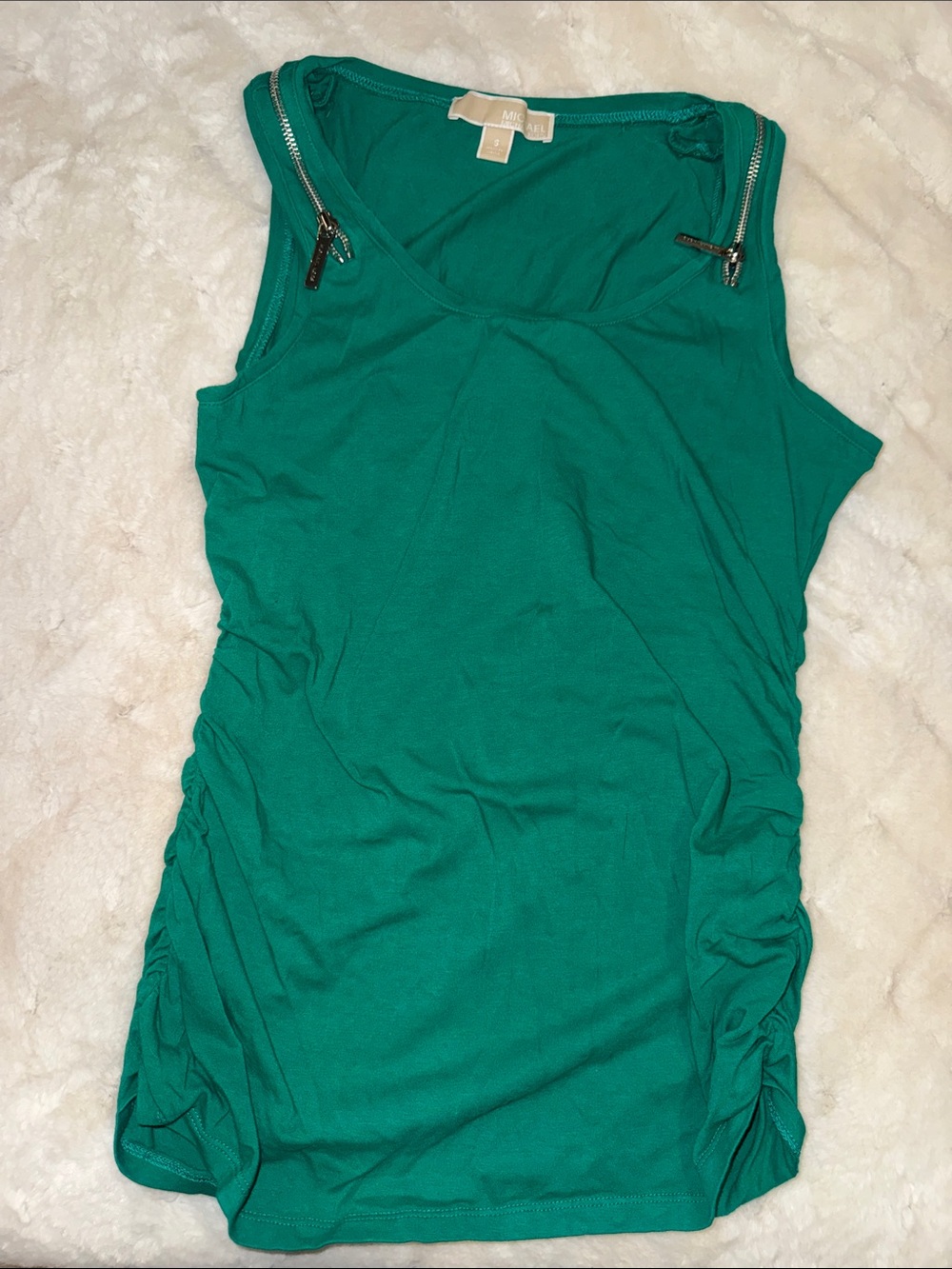 Michael Kors Teal Sleeveless Tank with Shoulder Zip Accents